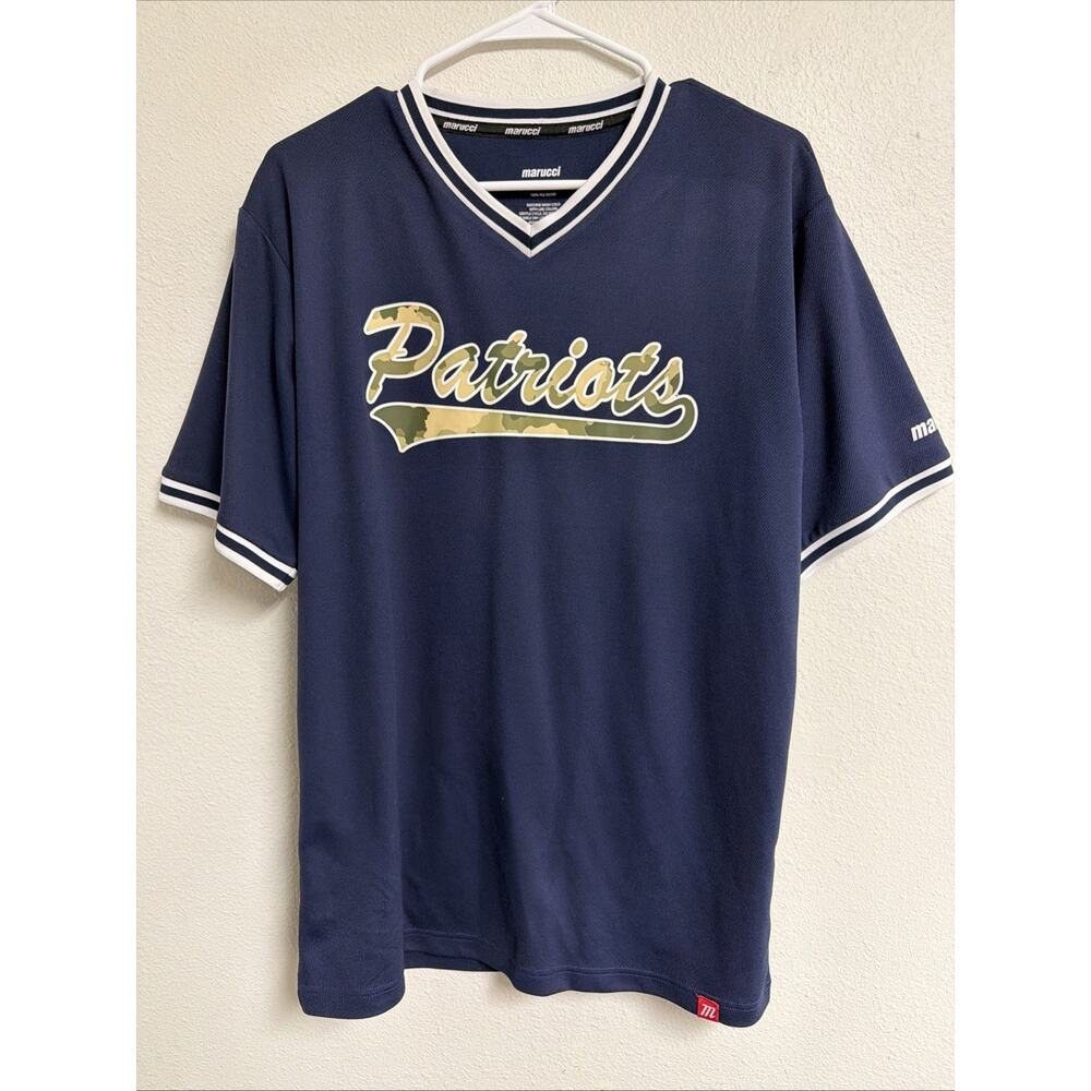 Marucci Size M Adult Patriots V Neck Jersey Style Shirt 22 On The Back